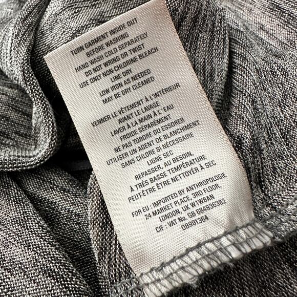 Anthropologie Gray Marled Dolman Sleeve V-Neck Top Knit T-Shirt Blouse Sz Small - Picture 7 of 7